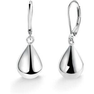Sterling Silver Teardrop Dangle Earrings Leverback Hypoallergenic Jewelry